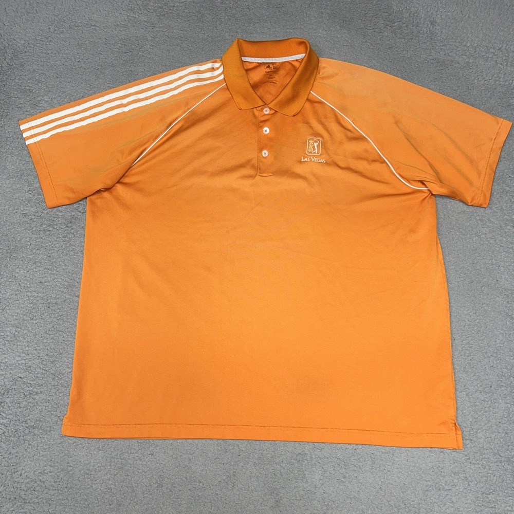 adidas Las Vegas Golf Shirt Men's 2XL XXL Orange Polo Embroidered Logo ClimaCool